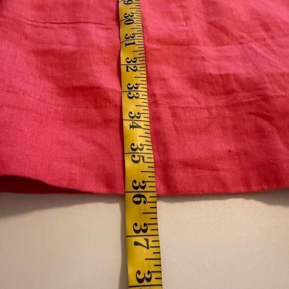 Garnet Hill Pink Linen Three Quarter Sleeve Coastal Shirt Dress Size 10 - Picture 12 of 12